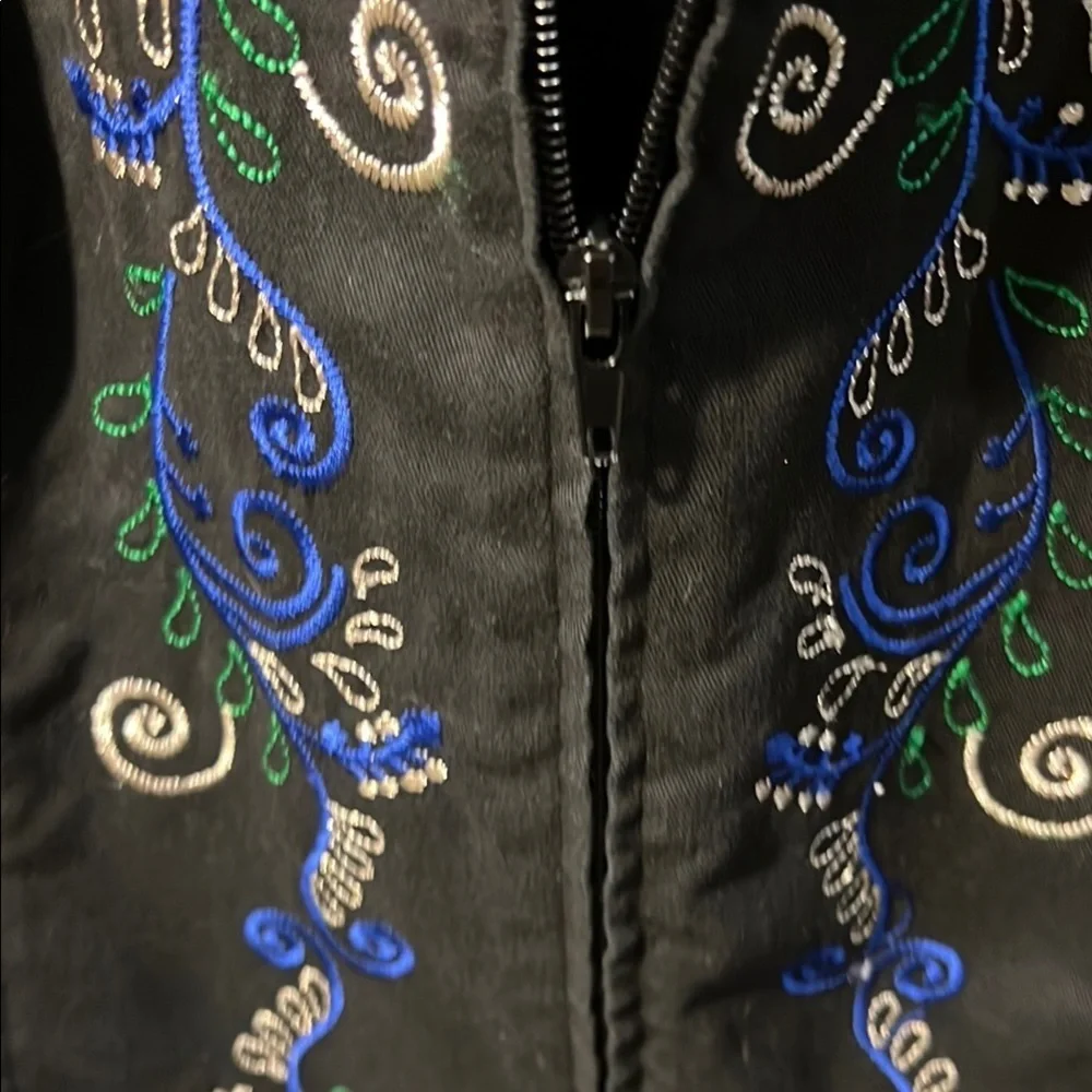 Koret cotton blend Black and Red Floral Embroidered Blazer size Large - Picture 8 of 9